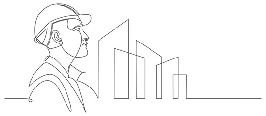 Building Construction worker line art style vector illustration