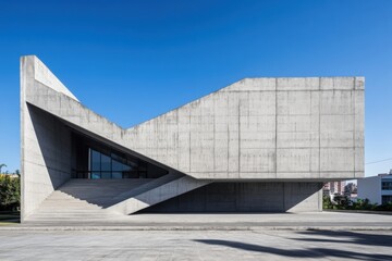 Fototapeta premium Modern Concrete Architecture with Unique Geometric Design and Sky