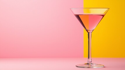 Elegant Pink Cocktail in Clear Glass Against Colorful Background
