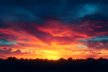 Obraz premium Dramatic Sunset Sky With Fiery Colors