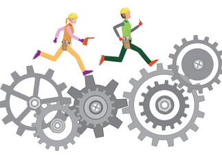 エンジニアが忙しく仕事をしている