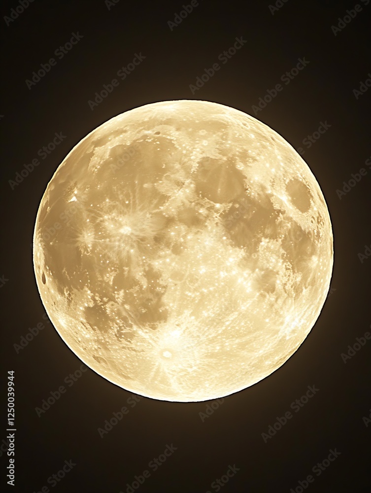 Poster bright full moon glowing in the night sky with detailed craters and surface texture : generative ai