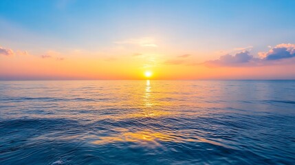 Obraz premium Stunning Sunset Over Calm Ocean Creating a Peaceful Atmosphere : Generative AI