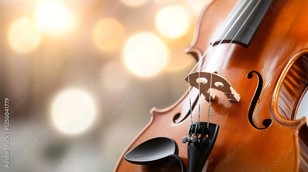 Aufkleber Elegant Close-up of a Violin with Soft Blurry Background and Warm Light : Generative AI