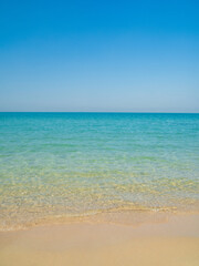 Obraz premium Horizon photography beautiful landscape summer season vertical tropical sea beach white sand clean blue sky background calm nature ocean soft wave water travel at Sai Kaew Beach island sun day time