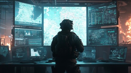 a soldier connected to a global network