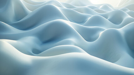 Fototapeta premium Smooth, flowing abstract shapes in soft blue tones create serene atmosphere