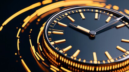 Fototapeta premium Close-Up of Luxury Watch with Floating Orange Light Trails