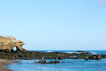 El impresionante paisaje costero de Puerto Egas,  Isla Santiago, Galápagos, Ecuador.
