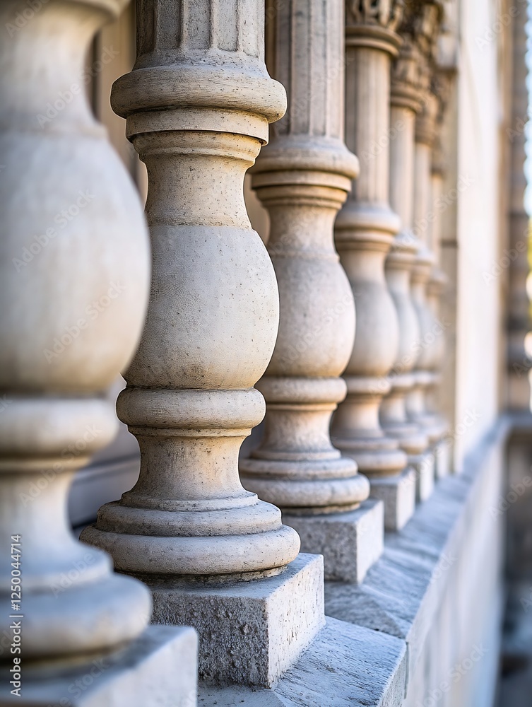 Poster architectural detail of stone columns in a row showcasing classic design and historical influence : 