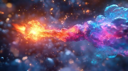 Fiery, vibrant plasma stream transitioning from orange to blue.