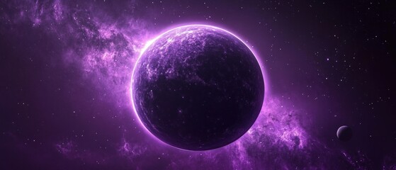 Obraz premium Vibrant purple planet with swirling nebulae and stars in space