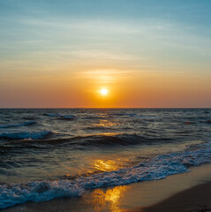 Photography sunset sea vertical high view landscape horizon rock summer season shore nobody wind soft wave cool holiday calm sky twilight evening day time nature tropical coast ocean water travel
