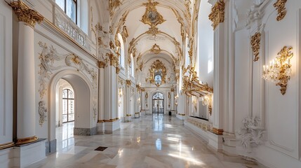 Fototapeta premium Magnificent Elegant Interior of a Luxurious Palace with Ornate Architectural Details : Generative AI