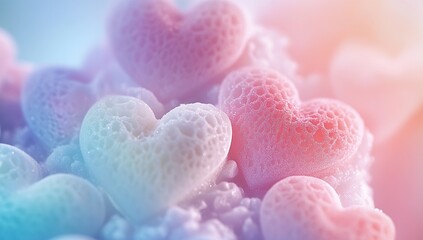 Obraz premium Pastel Hearts: Delicate Foam Structures in Soft Colors, a Dreamy Abstract Valentine's Day Design
