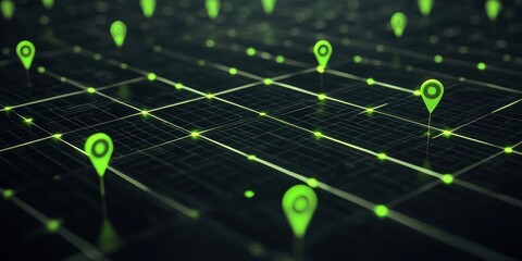 Minimalist economic growth trends with glowing green .