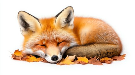 Obraz premium Dreamy Red Fox Nestled Among Colorful Autumn Leaves
