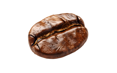 Roasted Coffee Bean Macro: A single, roasted coffee bean, rich brown and detailed, stands out against a clean backdrop. The perfect close-up shot for coffee lovers and culinary creatives.  