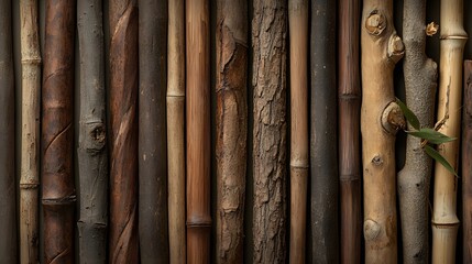 Stacked Rustic Wooden Logs and Planks in Natural Background  Vintage Wooden Texture Aged Timber Surface Earthy Tones Raw Material for Furniture Construction or DIY Projects