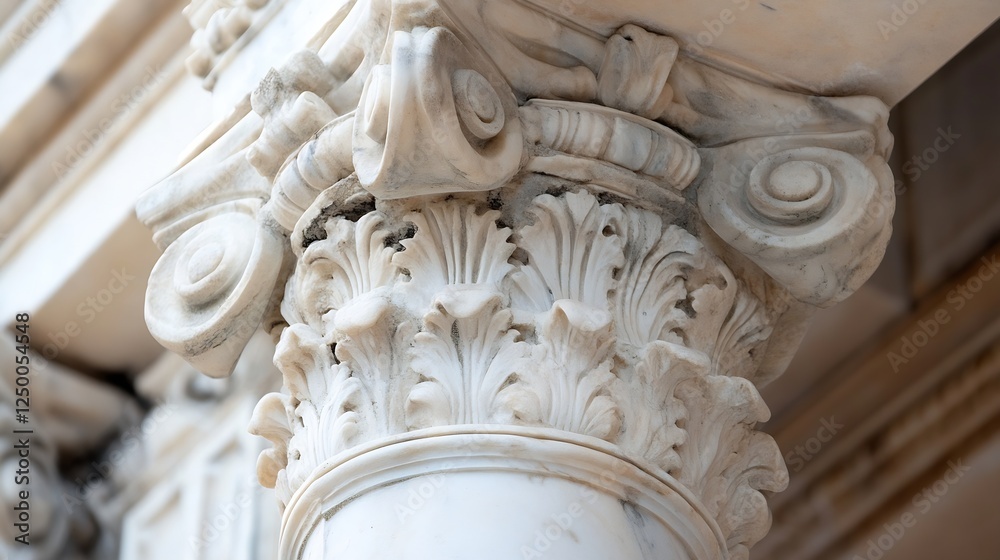 Poster intricate detail of an ornate marble column showcasing classical architecture and artistic craftsman