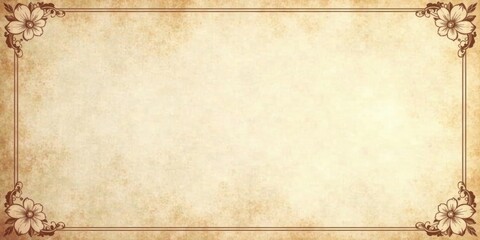 Elegant Antique Paper Background with Ornate Floral Corner Designs, Perfect for Vintage Projects and Crafting Applications