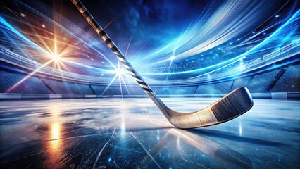 Surreal 3D hockey stick art: double exposure blends abstract fantasy sports and equipment in a captivating render.