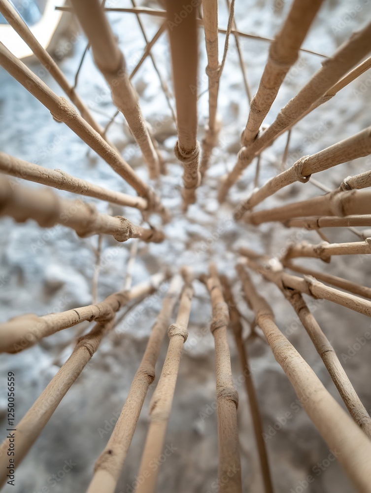 Poster Intricate View of Bamboo Sticks from Above Showcasing Natural Textures and Patterns : Generative AI
