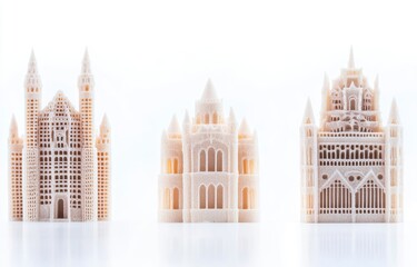 Obraz premium Intricately Designed Architectural Models in White Plastic Material