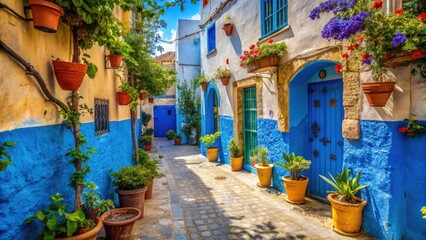Obraz premium Tangier's Medina: captivating narrow streets, ancient alleyways, and stunning Moroccan architecture.