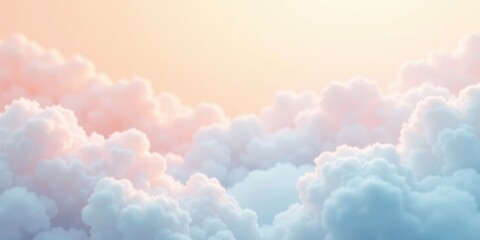 Pastel Dream Soft, Fluffy Clouds at Sunrise, a Serene and Tranquil Sky Scene
