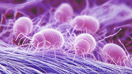 Microscopic Dust Mites on Fabric