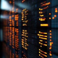 Fototapeta premium Glowing server room data streams, digital processing, futuristic background