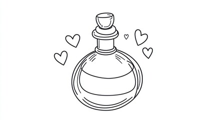 Obraz premium Love potion bottle, hearts, white background, romantic illustration, Valentine's Day