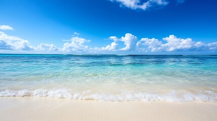 Fototapeta premium Calm and Tranquil Seascape with Crystal Clear Blue Waters : Generative AI