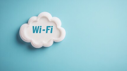Cloud-shaped Wi-Fi symbol on blue background
