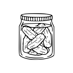 glass jar of pickles vector illustration