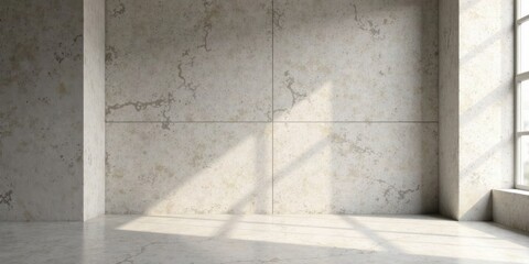 Sunlit Room with Textured Walls and Polished Floor Ideal for Modern Design Presentation