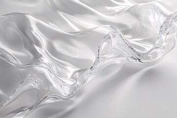 Abstract flowing white liquid forms a dynamic wave