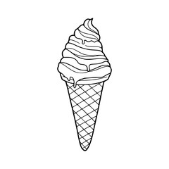 a black and white drawing of an ice cream cone coloring pages