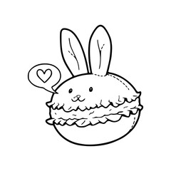 a black and white drawing of a cartoon character in jelly cat style