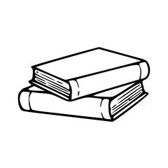 a black and white drawing of a stack of books icon