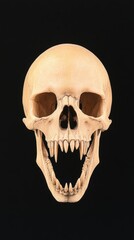 Fototapeta premium Realistic anatomical skull model showcasing detailed structure and teeth against a black backdrop