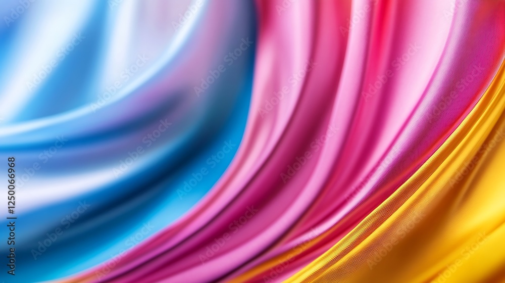 Poster vibrant colorful silky fabric draping down smooth surface : generative ai