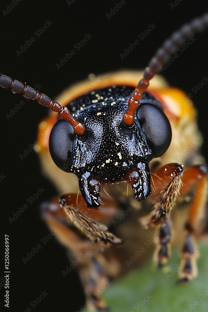 Aufkleber Close Up Macro Image of an Insect with Big Eyes on Dark Background : Generative AI