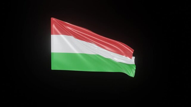 Hungari Flag. 4K 3D Realistic Waving Flag with background black (Perfect Loop)