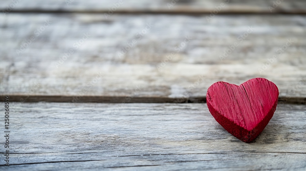 Poster cute red wooden heart on rustic surface symbolizing love and affection : generative ai