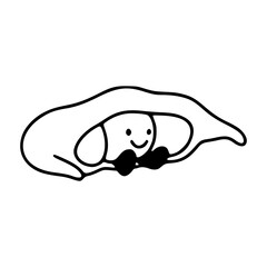 a black and white drawing of a cartoon character in jelly cat style