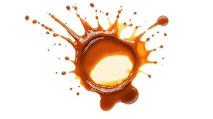 Coffee splash cut out on white background with dynamic droplets and ripples, splash, cut out, drink