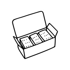 a black and white drawing of an one box of crackers icon
