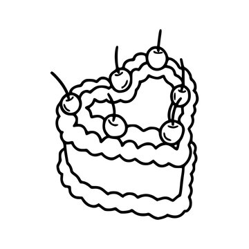heart-shaped cake with cherries clip art preview